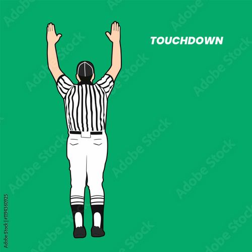 Touchdown referee vector illustration, American football, super bowl 