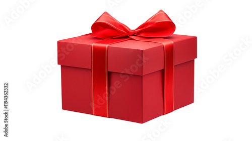 Red Gift Box with Satin Bow on a transparent background