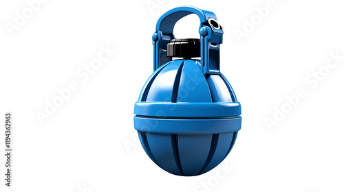 3D Render of a Blue Hand Grenade on a transparent background