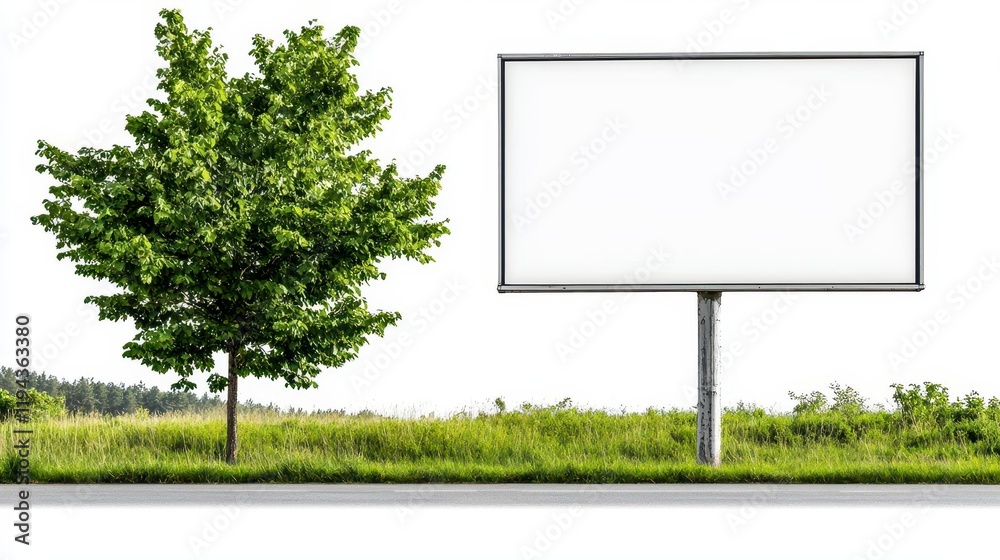 A photostock of modern digital billboards with blank white screens ready for advertisement, isolated on a clean white background, versatile and professional, High Quality