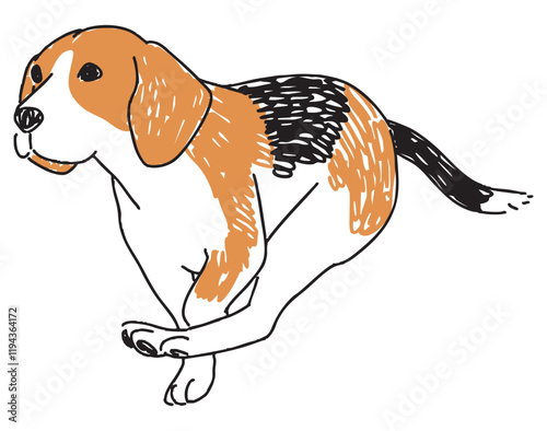 走っているビーグルのイラスト