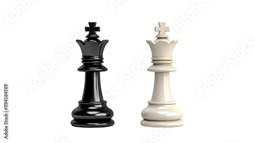 Black and White Chess Kings on a transparent background