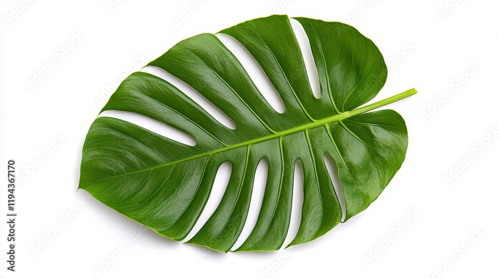 A photostock of vibrant green tropical monstera leaves, isolated on a clean white background, lush and natural, High Quality A photostock of vibrant green tropical monstera leaves, isolated on a clean white background, lush and natural, High Quality