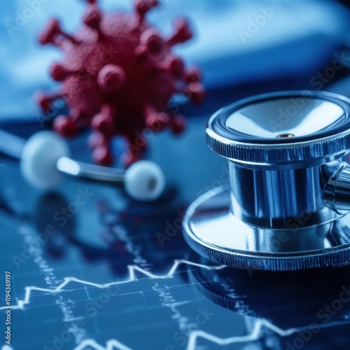 Epidemiology poster with colorful disease graph, [public health], [disease data],