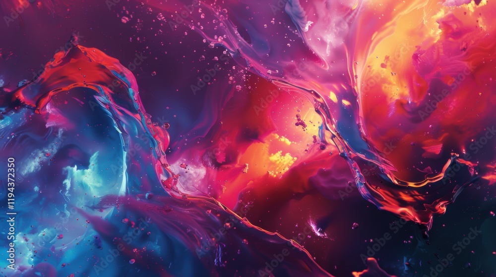 Abstract colorful fluid art with vibrant swirls and cosmic feel. Abstract colorful fluid art with vibrant swirls and cosmic feel.
