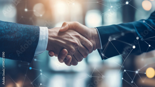 business hand shake on vertical web icon