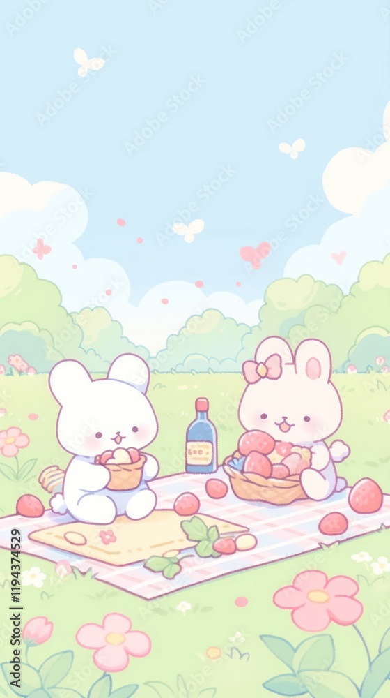 Rabbit and teddy bear picnic cartoon person human. Rabbit and teddy bear picnic cartoon person human.