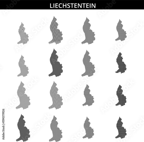 Outline of Liechtenstein highlighted in a dotted pattern on a simple background