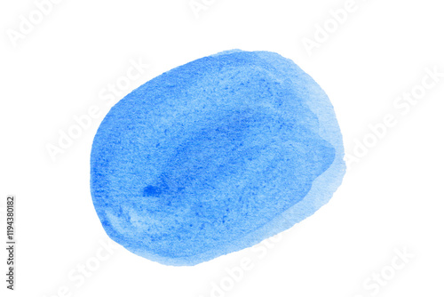 Sky blue, light blue spot, watercolor hand painted circle shape isolated on white background with clipping path.