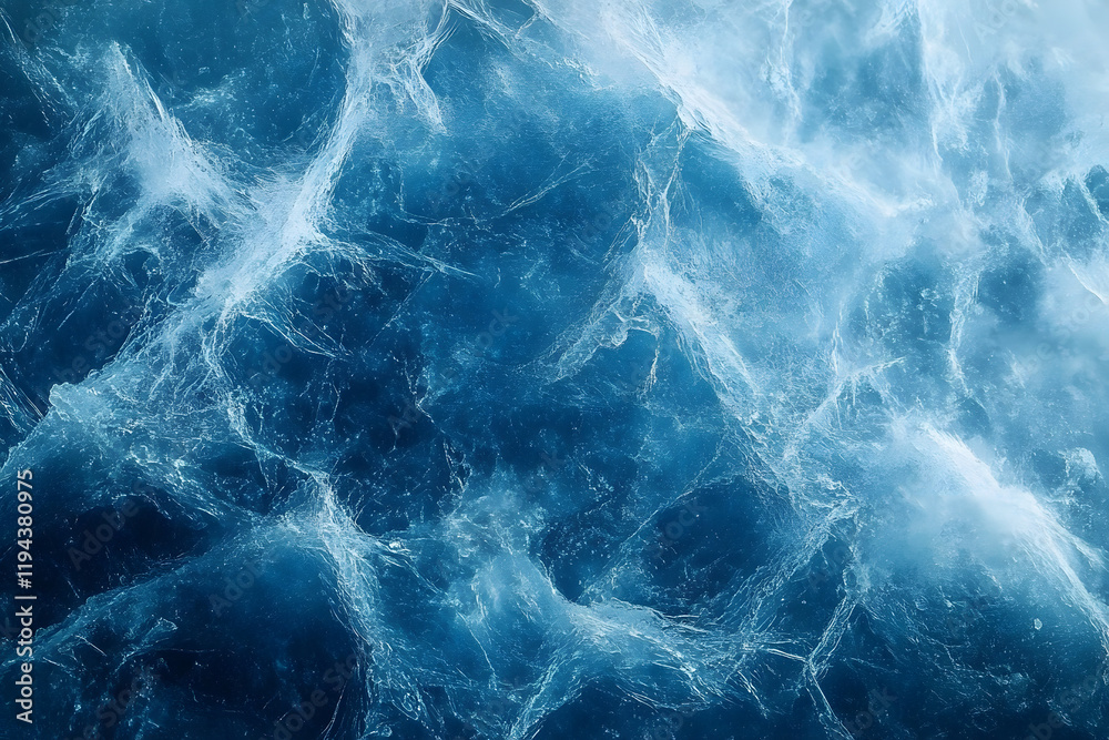 Obraz premium Abstract ice texture with cracks and scratches on a blue frozen surface for creative banner use
