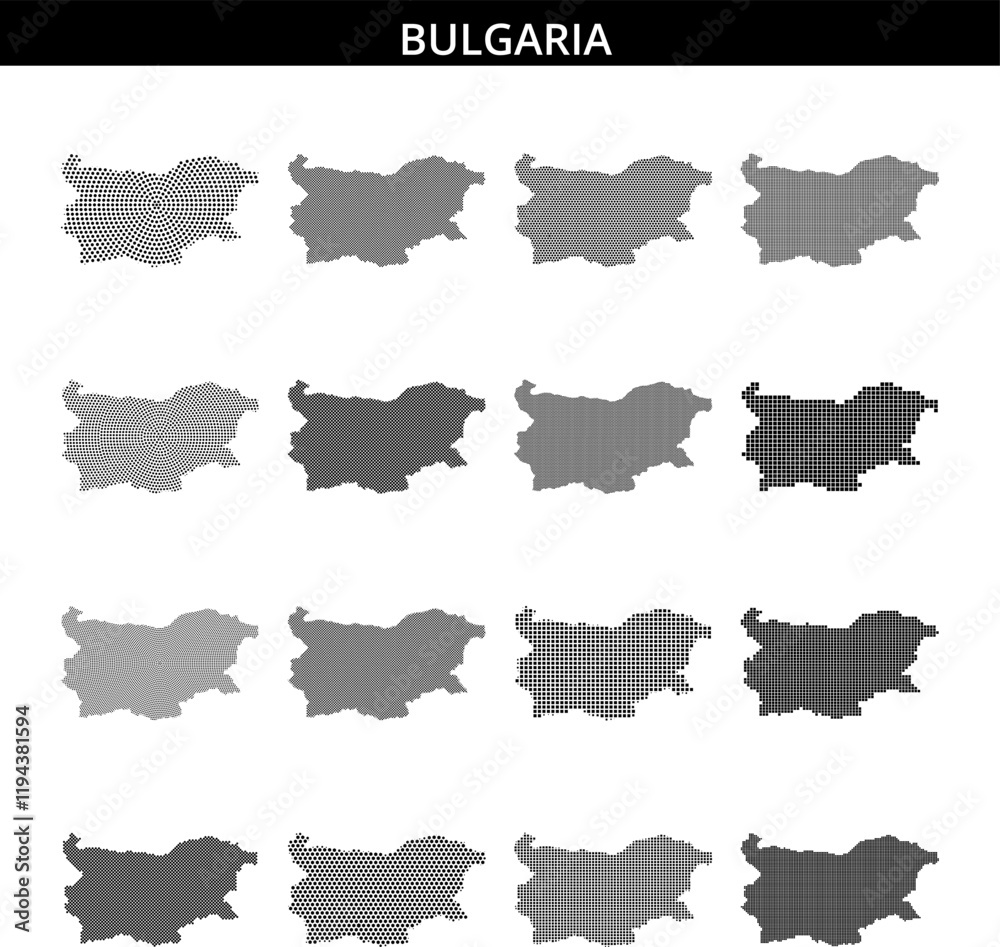 Obraz premium Outline of Bulgaria with a dotted texture showcasing geographic boundaries