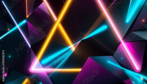 Neon Triangles: Vibrant Geometric Abstract Art photo