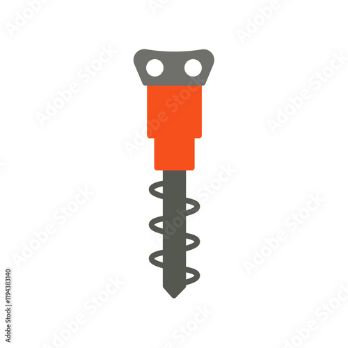 orange auger excavator attachment flat icon design