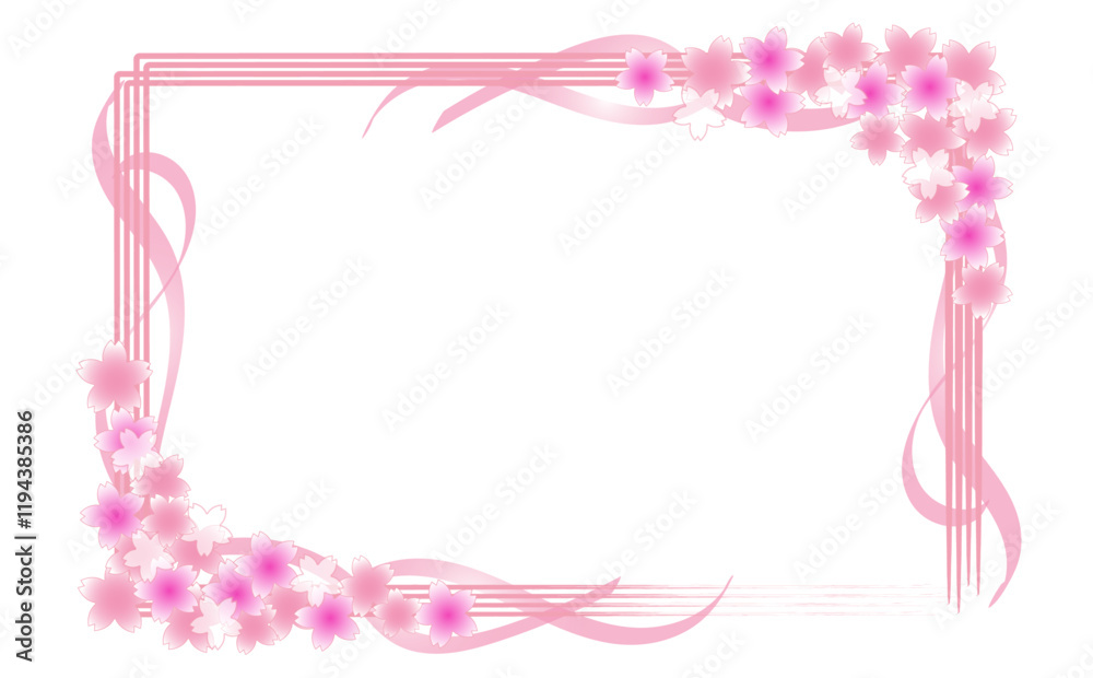 水彩風桜のフレームイラスト 水彩風桜のフレームイラスト