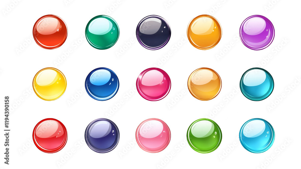 Colorful buttons on transparency background Colorful buttons on transparency background