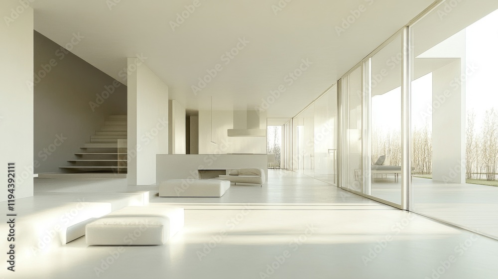 Elegant minimalist home interior with clean lines, neutral colors, and modern furnishings, creating a serene and uncluttered living space. Elegant minimalist home interior with clean lines, neutral colors, and modern furnishings, creating a serene and uncluttered living space.