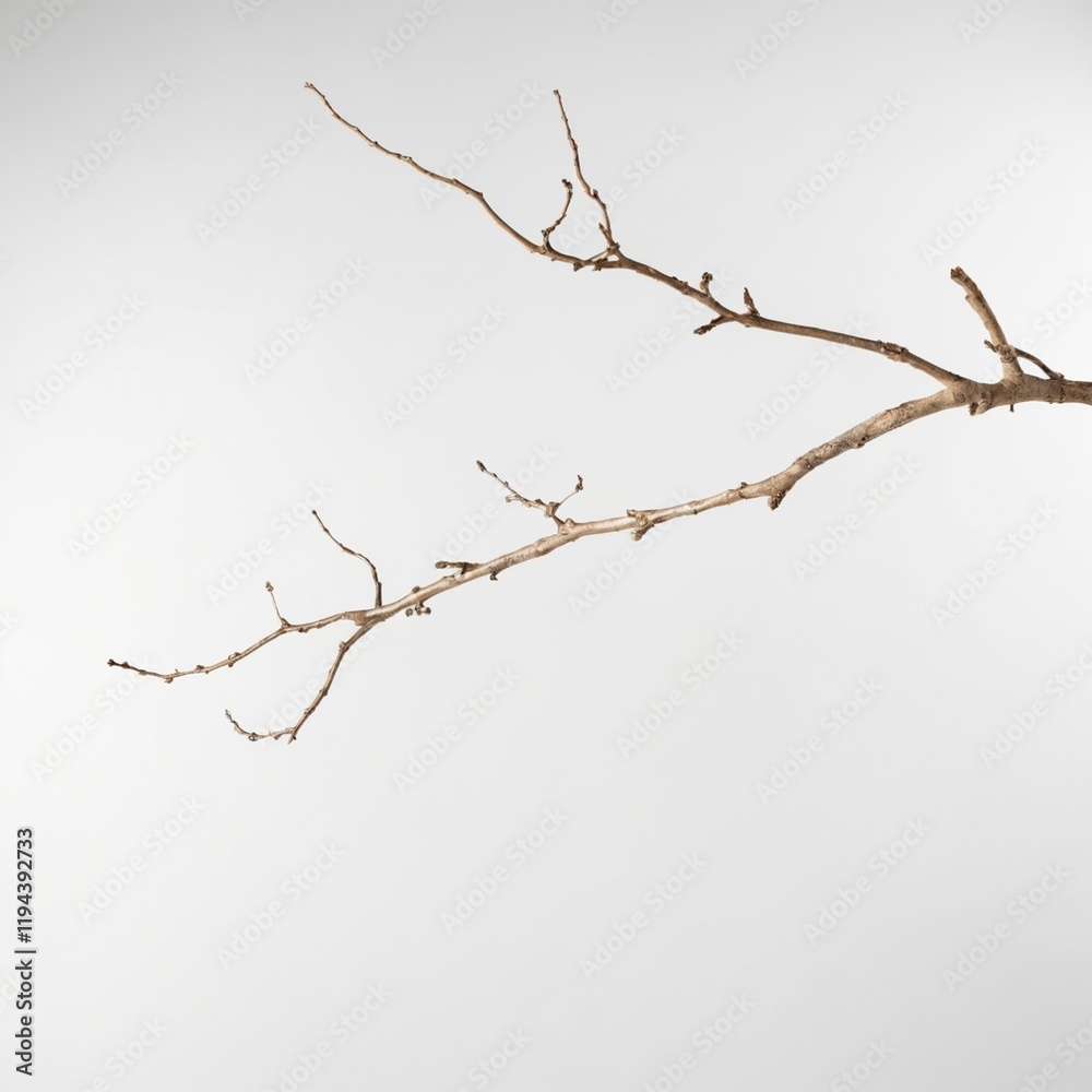 Fototapeta premium Dry branch of a tree isolated on plain background