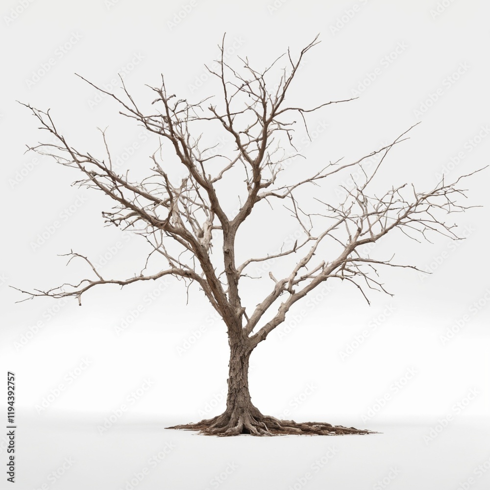 Fototapeta premium Dry branch of a tree isolated on plain background