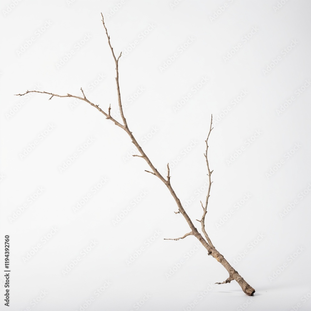 Fototapeta premium Dry branch of a tree isolated on plain background