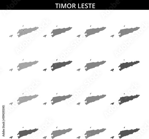 Detailed map outline of Timor Leste highlighting geographical features and contours