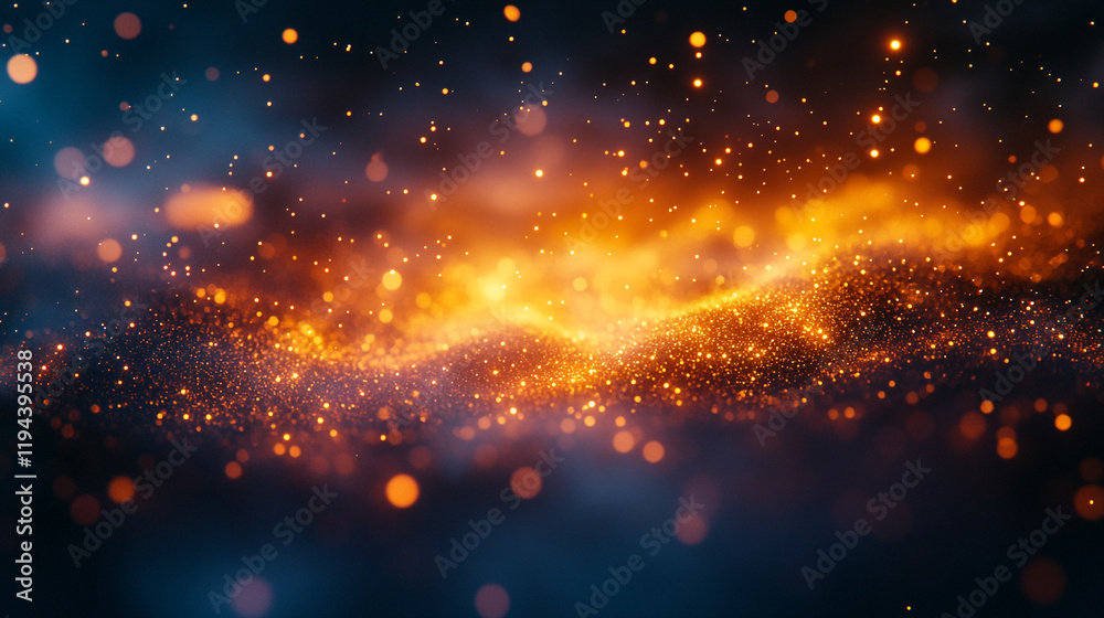 Fototapeta premium Stunning cosmic background featuring swirling orange and blue light particles