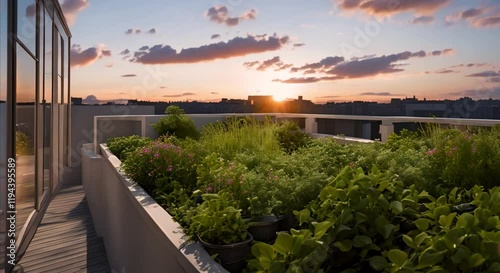 Calm Rooftop Greens Under Twilight