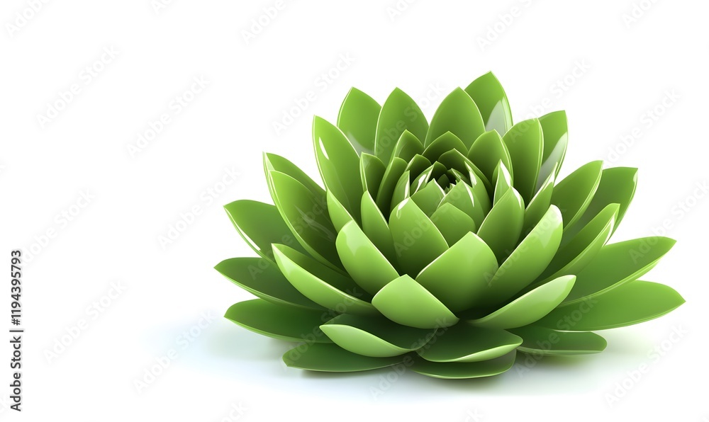 Fototapeta premium Lush green succulent plant on white background.