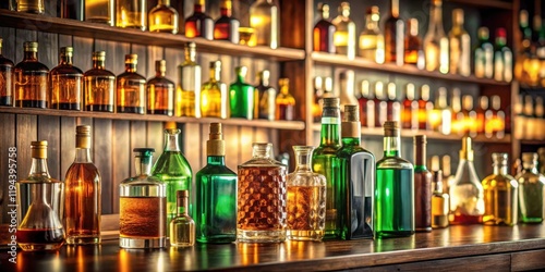 Wallpaper Mural A well-stocked bar with an array of liquor bottles in various shapes and sizes Torontodigital.ca