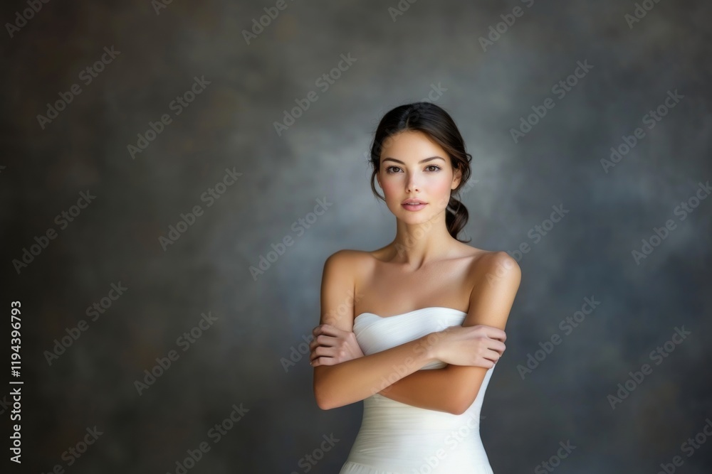 Obraz premium A beautiful woman with her arms crossed dress photography portrait.