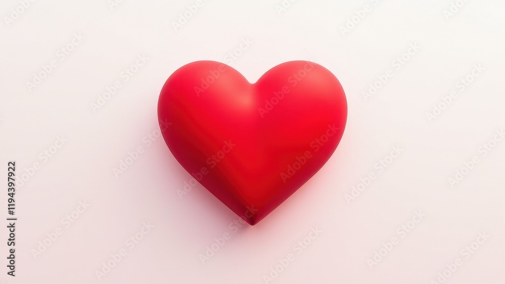 A vibrant red heart rests elegantly at the center, its smooth surface catching light against a pristine white backdrop. Its vivid hue pulses with life and beauty in perfect focus
