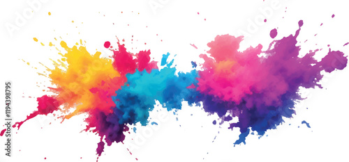 "Trendy Aquarelle Splash Art: Bright and Bold Watercolor Strokes and Splatter in a Rainbow of Colors, Isolated on a White Canvas for a Fresh, Modern Touch in Abstract Design and Artistic Expression"

