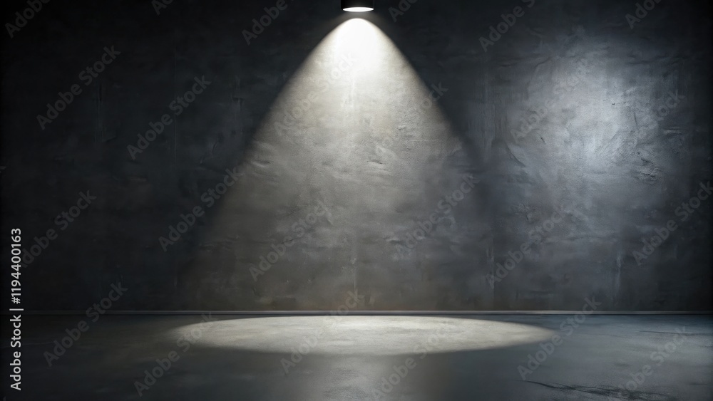 Obraz premium Dark Room with Spotlight on Concrete Wall and Floor