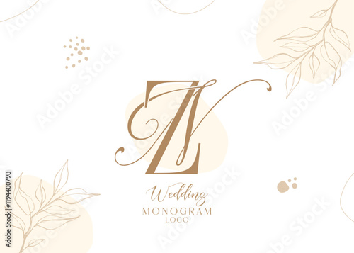 NZ and  ZN wedding initial monogram logo