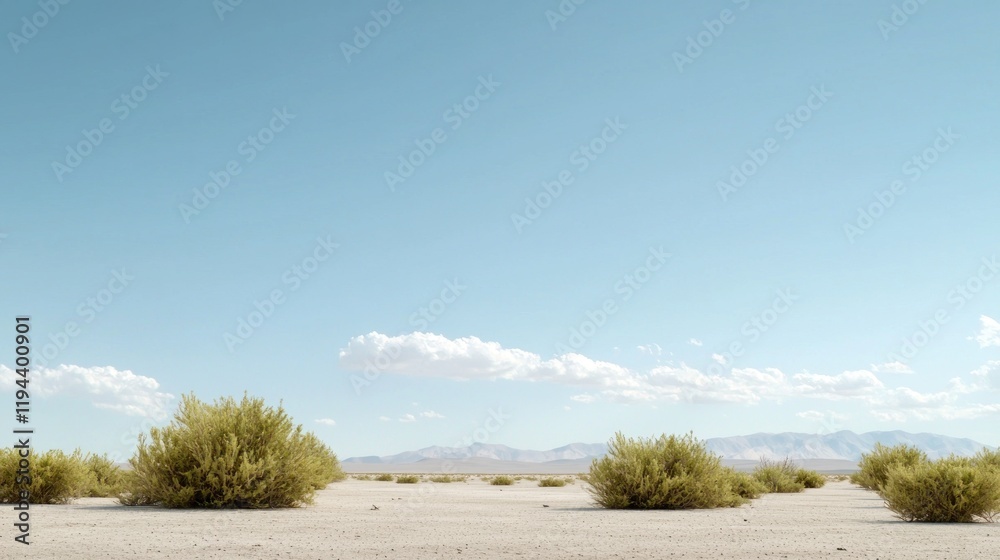 Vast Desert Landscape under Blue Sky Vast Desert Landscape under Blue Sky
