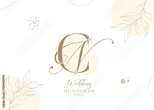NC and  CN wedding initial monogram logo