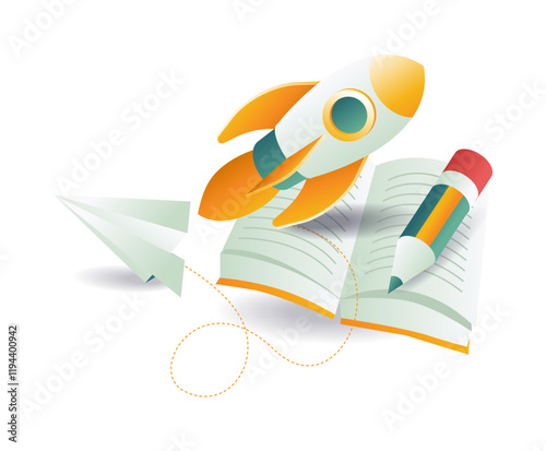 Back to school illustration concept of students studying