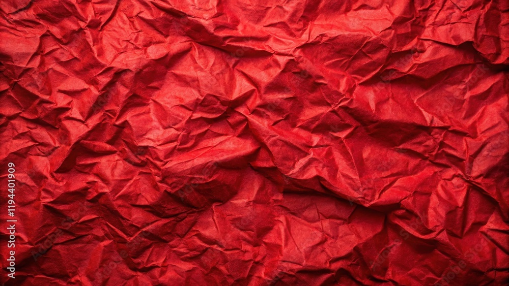 Red Crumpled Paper Texture Background A Deep, Rich Scarlet Hue