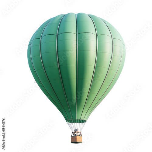 Green Hot Air Balloon Soaring High, Isolated on Transparent Background