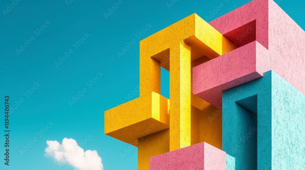 Vibrant Geometric Structures with Colors Against a Blue Sky Vibrant Geometric Structures with Colors Against a Blue Sky