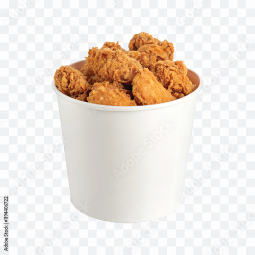 abstract 3d  Paper bucket of fried chicken in different colour style white background	

