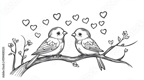 2 bird love happy valentine, white background 