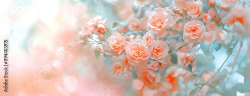 Blurred background of light pastel colors flowers nature roses. photo