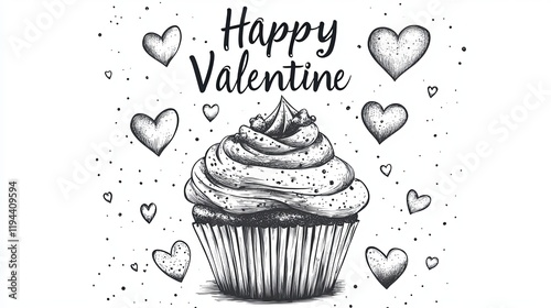 love cup cake happy valentine, white background 