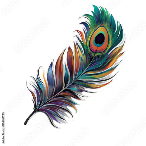Colorful peacock feather with artistic details