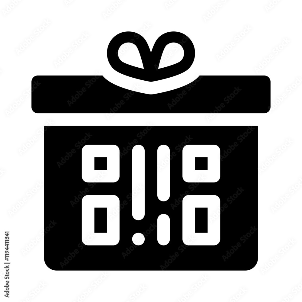 QR Code with Gift Box glyph icon QR Code with Gift Box glyph icon