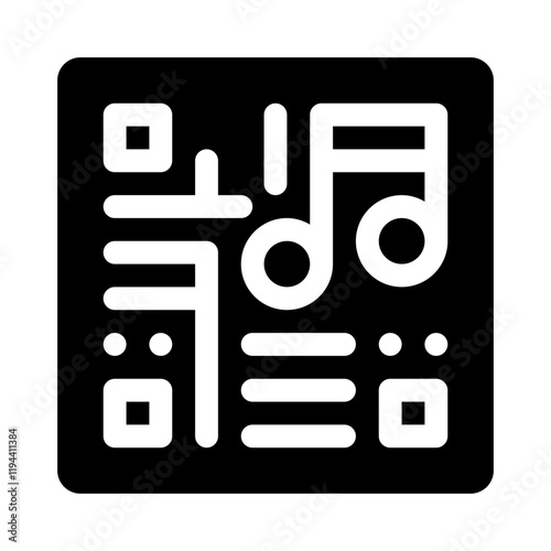 QR Code with Music Note glyph icon