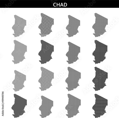 Map of Chad showcasing unique dotted design with borders clearly defined