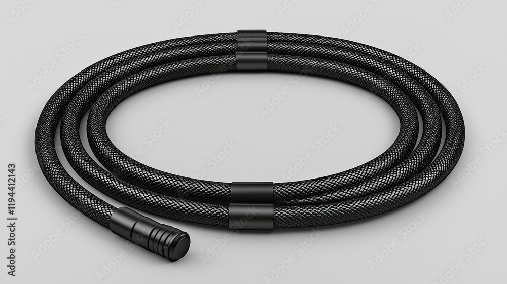 Elegant Black Coiled Cable: High-End Audio Connection Elegant Black Coiled Cable: High-End Audio Connection