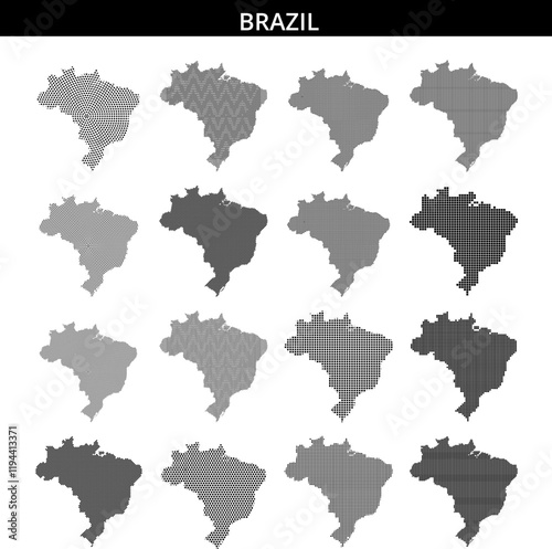 Brazil's geographical outline in a dotted design demonstrating its unique shape