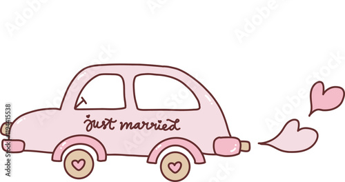 Cute wedding car doodle clip art vector